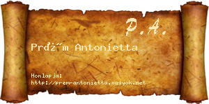 Prém Antonietta névjegykártya